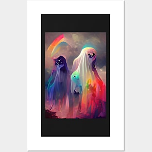 WEIRD RAINBOW GHOSTS ON HALLOWEEN Posters and Art